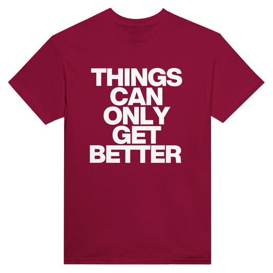 Things Can Only Get Better Hamnett T-shirt in red - anti-tory election wear
